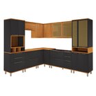 Cozinha Modulada De Canto  Cristaleira 4 Portas Vidros Reflec