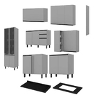 Cozinha Modulada De Canto Completa 11 Peças Amentize H02 Cinz