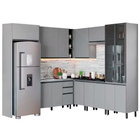 Cozinha Modulada De Canto Completa 11 Peças Amentize H02 Cinz
