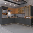 Cozinha Modulada De Canto Torre Quente Cristaleira  Vidros Re
