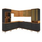 Cozinha Modulada De Canto Torre Quente Cristaleira  Vidros Re