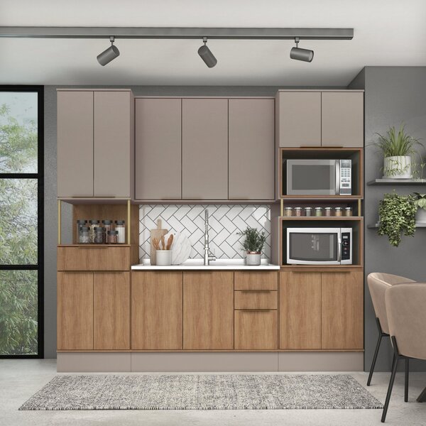 Cozinha Modulada Deseo Sem Tampo 4 Peças Mel /fendi