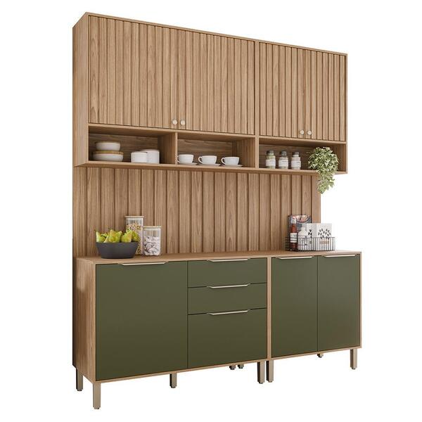 Cozinha Modulada Divina 6 Peças Com Painel Ripado - Mgm