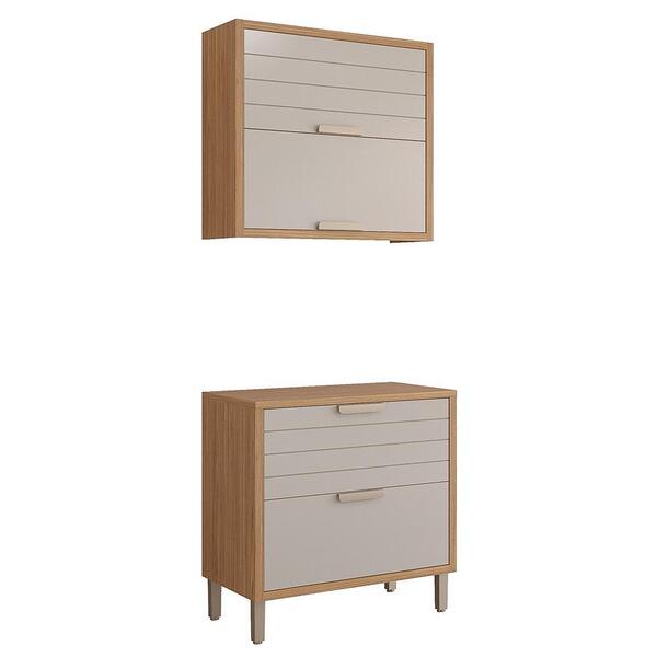 Cozinha Modulada Eloise 2 Peças Armário Aéreo E Balcão 80cm -