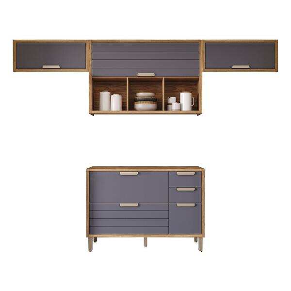 Cozinha Modulada Eloise 4 Peças Armário Aéreo 120cm Com Nicho