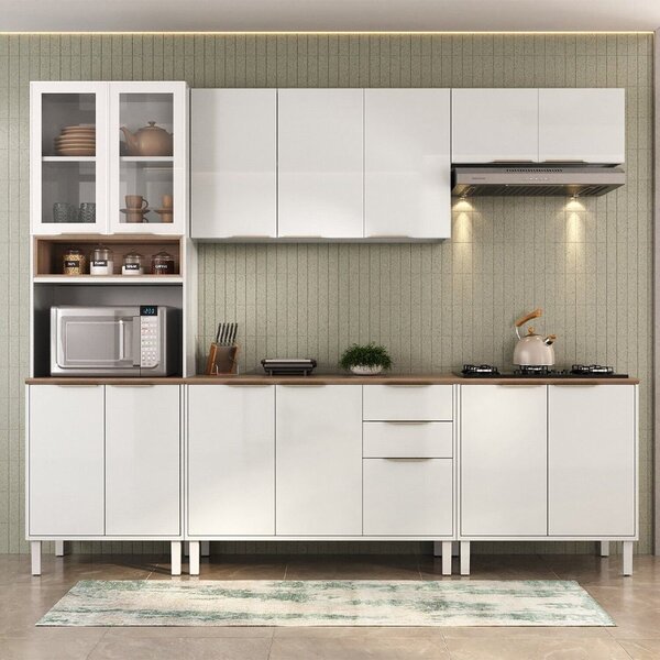 Cozinha Modulada Em Aço 5 Peças 14 Portas 2 Gavetas Paneleiro