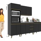 Cozinha Modulada Ema 4 Pecas 9 Portas 3 Gavetas Yescasa Preto