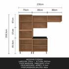 Cozinha Modulada Ester 4 Peças C/ Torre Carvalho/ Preto- M. A