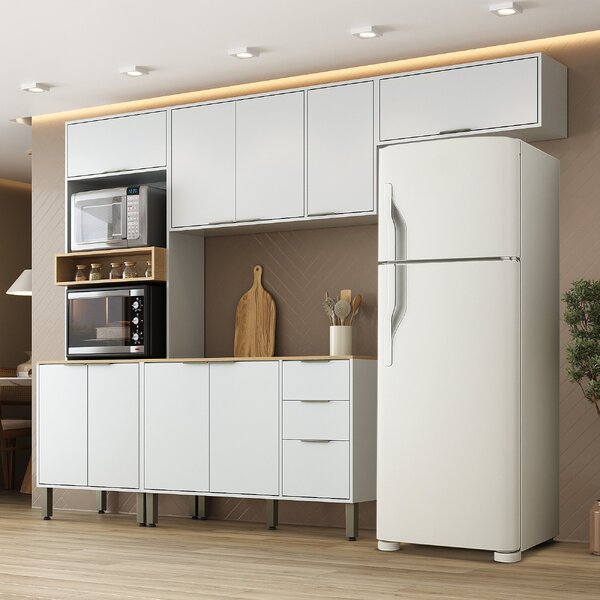 Cozinha Modulada Glória 5 Peças Com Aéreo 1200 3 Portas, Tamp