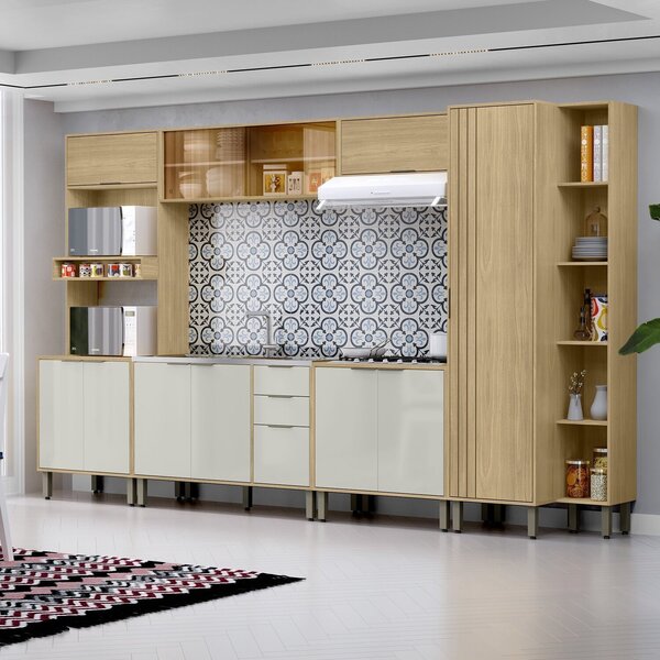 Cozinha Modulada Glória 6 Peças Com Paneleiro E Torre 2 Forno