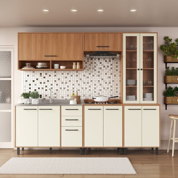 Cozinha Modulada Havana 5 Peças Com Cristaleira 11 Portas E 2