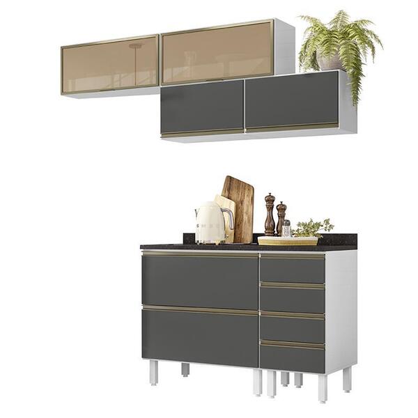 Cozinha Modulada Iza 6 Peças Com Aéreo Vidro - Nicioli