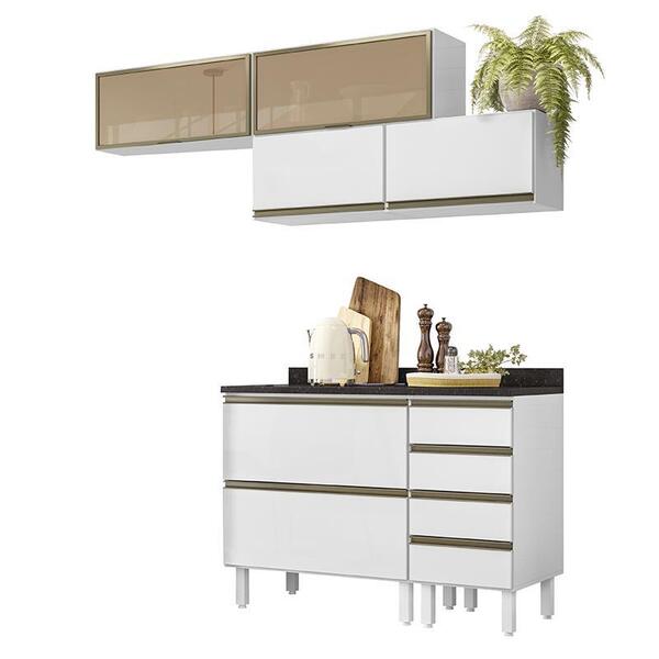 Cozinha Modulada Iza 6 Peças Com Aéreo Vidro - Nicioli