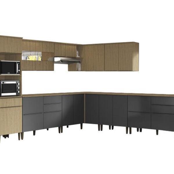 Cozinha Modulada Juliette 10 Carvalho Dakar/grafite - Aramóve