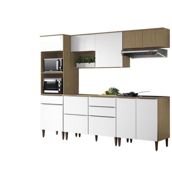Cozinha Modulada Juliette 8 Carvalho Dakar/branco - Aramóveis