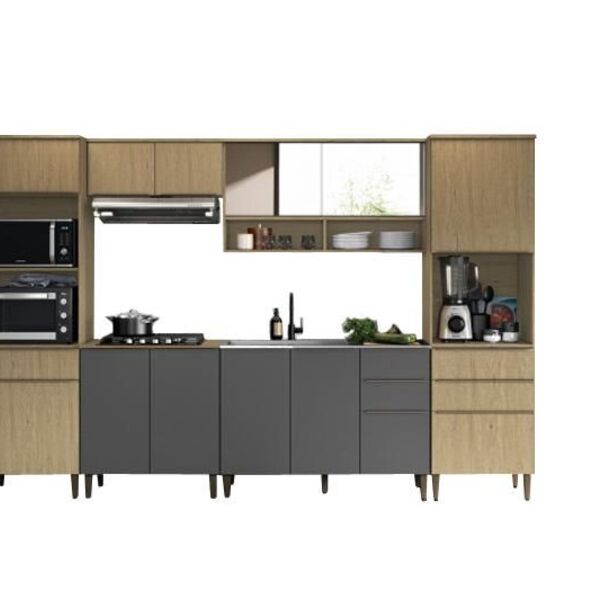 Cozinha Modulada Juliette 9 Carvalho Dakar/grafite - Aramóveis