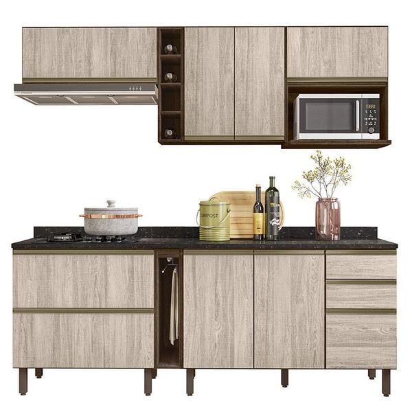 Cozinha Modulada Kali Premium 8 Peças Com Aéreo Micro-ondas -