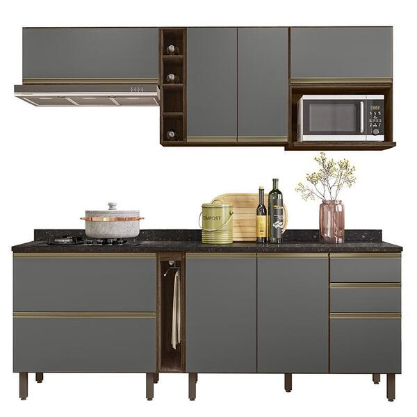 Cozinha Modulada Kali Premium 8 Peças Com Aéreo Micro-ondas -