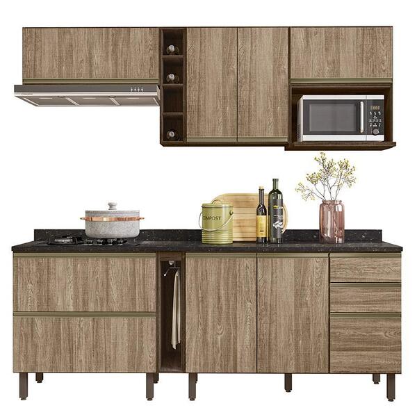Cozinha Modulada Kali Premium 8 Peças Com Aéreo Micro-ondas -