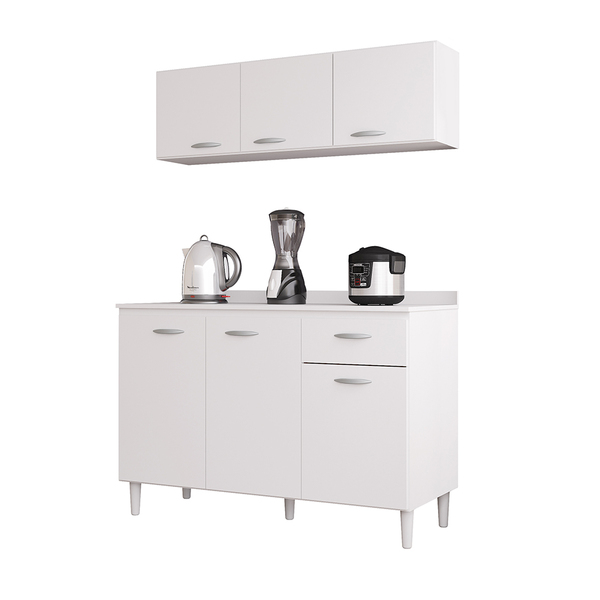 Cozinha Modulada Lara 120 Cm Armário Aéreo + Balcão Para Pia