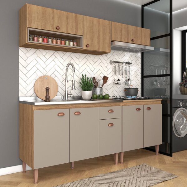 Cozinha Modulada Marti 06 Sem Tampo 4 Peças Mel/fendi