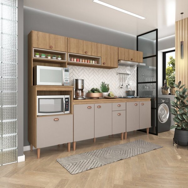 Cozinha Modulada Marti Com Tampo 6 Peças Mel /fendi