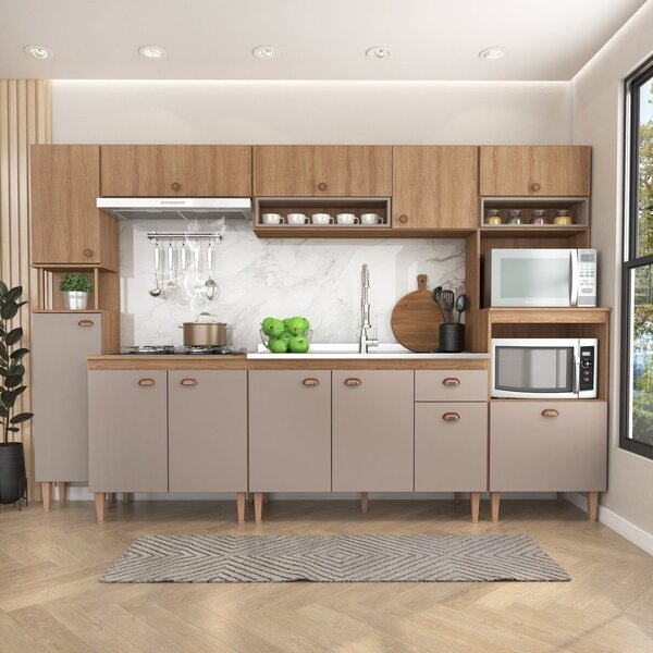 Cozinha Modulada Marti Sem Tampo 6 Peças Mel/fendi