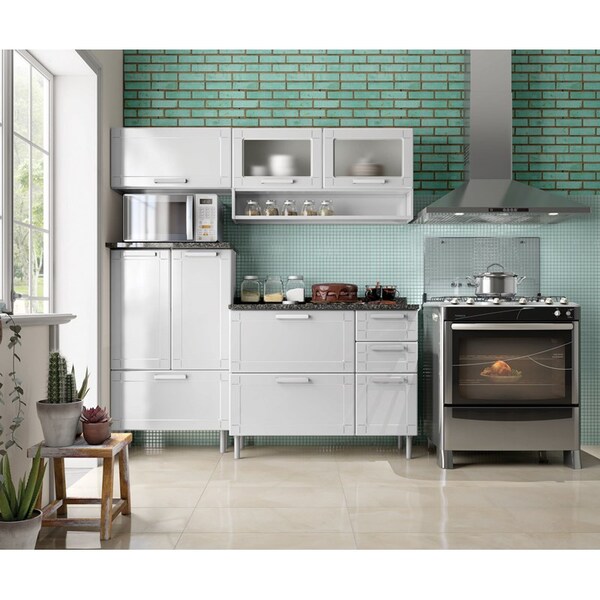 Cozinha Modulada Múltipla Aço 4 Módulos Composição 5 Branco -