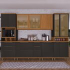 Cozinha Modulada Paneleiro Nicho Cristaleira Com Vidros Refle