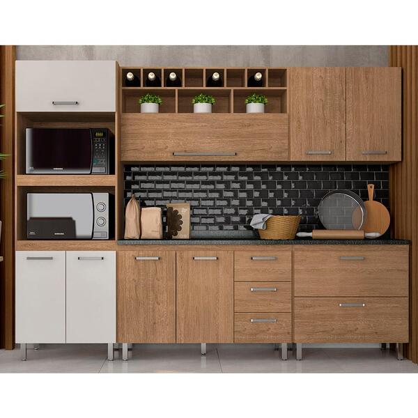 Cozinha Modulada Rayssa 5 Peças Carvalho/ Off White - Moveis