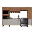 Cozinha Modulada Torre Quente Aéreo 2 Portas Ripado Balcão Pi