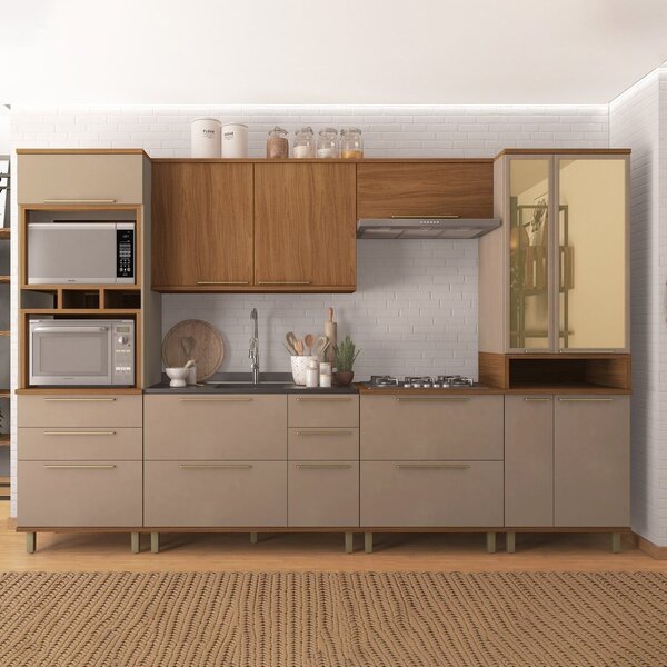 Cozinha Modulada Torre Quente Cristaleira Vidros Reflecta 6 P