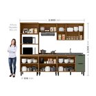 Cozinha Modulada Toscana 5 Peças Em Mdf Com Aéreo 1200 Porta