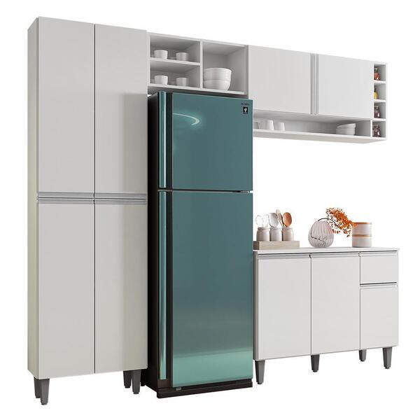 Cozinha Modulada Vanessa 230cm Paneleiro, Balcão Com Tampo Md