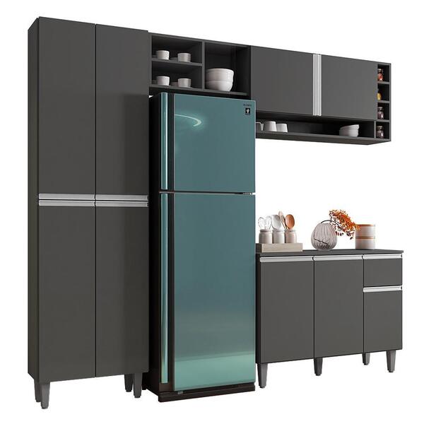 Cozinha Modulada Vanessa 230cm Paneleiro, Balcão Com Tampo Md