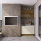 Cozinha Modulada Viena 2 Peças Com 1 Armário Aéreo Vidros Ref