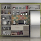 Cozinha Modulado Mármore 04 peças – Castanho/Branco