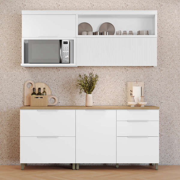 Cozinha Modular Marquesa Com 4 Peças Branco Em Mdf Móveis Nes