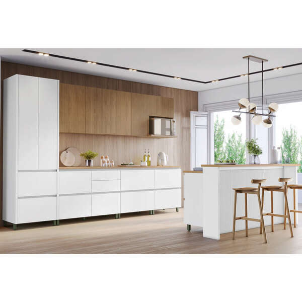Cozinha Modular Rainha Com 10 Peças Branco/nature Em Mdf Móve