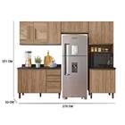 Cozinha Napoli Com Tampo 25mm 10 Portas Amêndoa Carvalho Tana