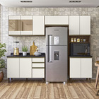 Cozinha Napoli Com Tampo 25mm 10 Portas Amêndoa Off White Tan