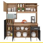 Cozinha Pequena Laís 162 Cm Armário Nicho Microondas Balcão T