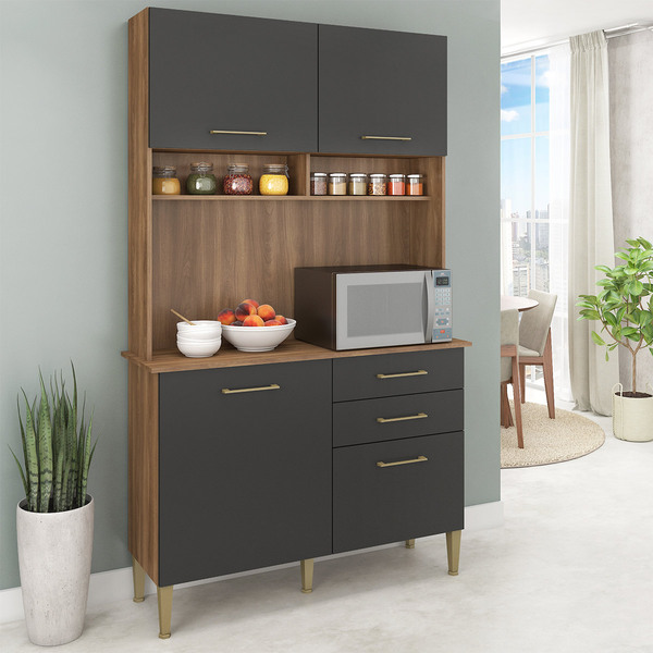 Cozinha Pequena Millena 115 X 180 X 39 Cm Armário Nicho Mdp M