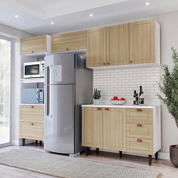 Cozinha Pérola 4 Peças Torre Quente Basculante Aéreo 3 Portas