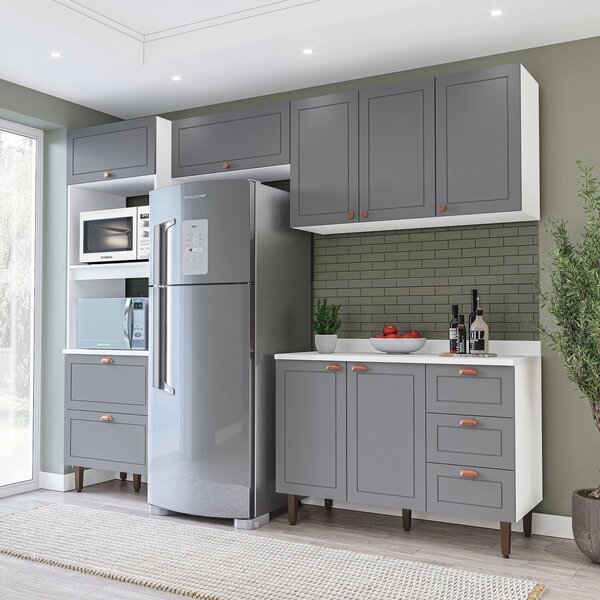 Cozinha Pérola 4 Peças Torre Quente Basculante Aéreo 3 Portas