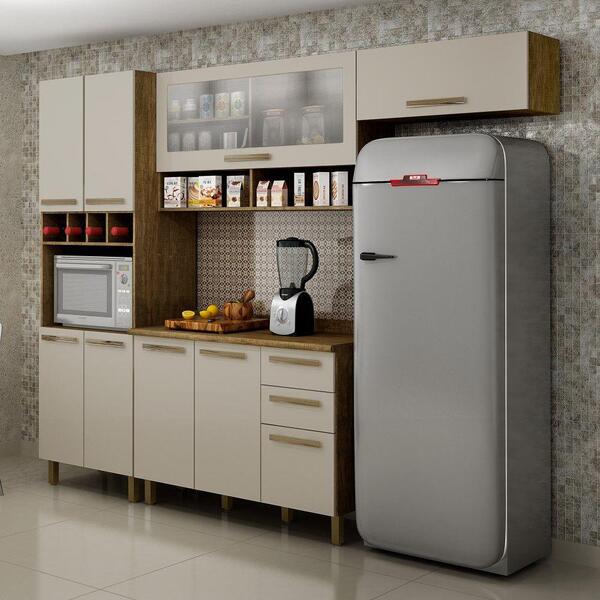 Cozinha Pérola 4 Peças Valdemóveis - Ipê/off White