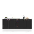 Cozinha Pérola Com Rodapé 2 Peças Balcão 2 Gavetas 3 Portas E