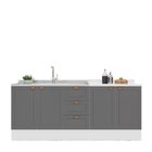 Cozinha Pérola Com Rodapé 2 Peças Balcão 2 Gavetas 3 Portas E