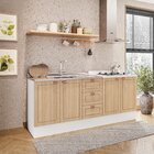 Cozinha Pérola Com Rodapé 2 Peças Balcão 2 Gavetas 3 Portas E