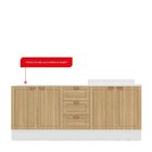 Cozinha Pérola Com Rodapé 2 Peças Balcão 2 Gavetas 3 Portas E